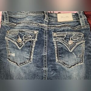 Miss Me Distressed Denim Jeans with Silver Accents